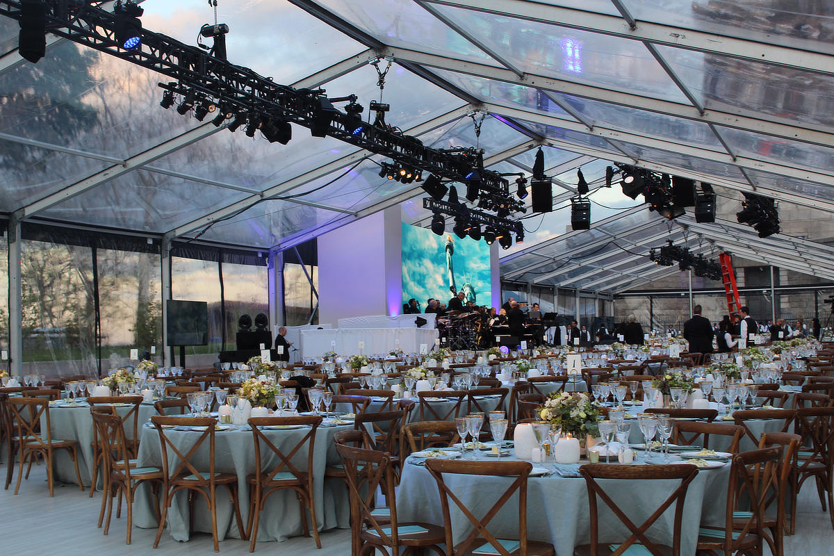 Stage and lighting for the Statue of Liberty Museum opening